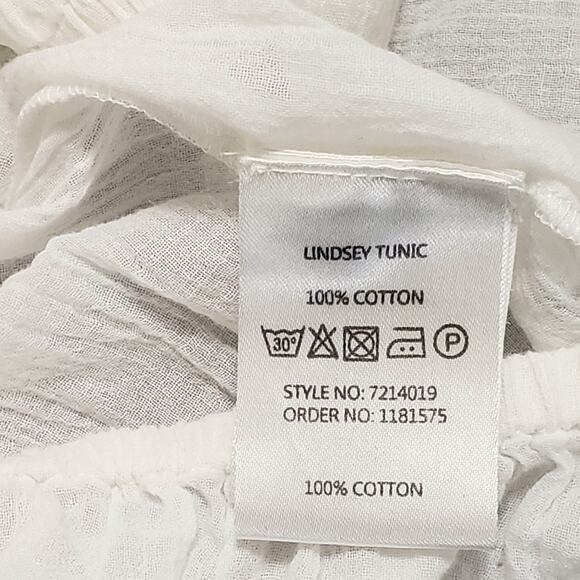 Va Vite Lindsey Tunic White Cotton Embroidered Top Sz 44 (16) Lightweight Sheer - Picture 9 of 14